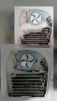 Escarcha sobre el evaporador, y el mismo ya descongelado.