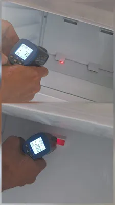 Termómetro infrarrojo adentro de la Heladera, para ver si enfría de verdad.