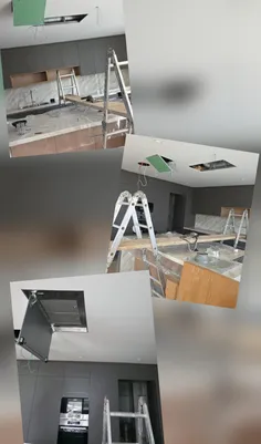 Instalación en obra: el ducto de la campana antes de cerrar el cielorraso.