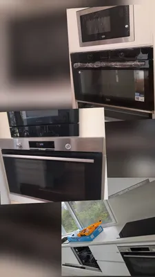 Horno y Microondas empotrados en columna.